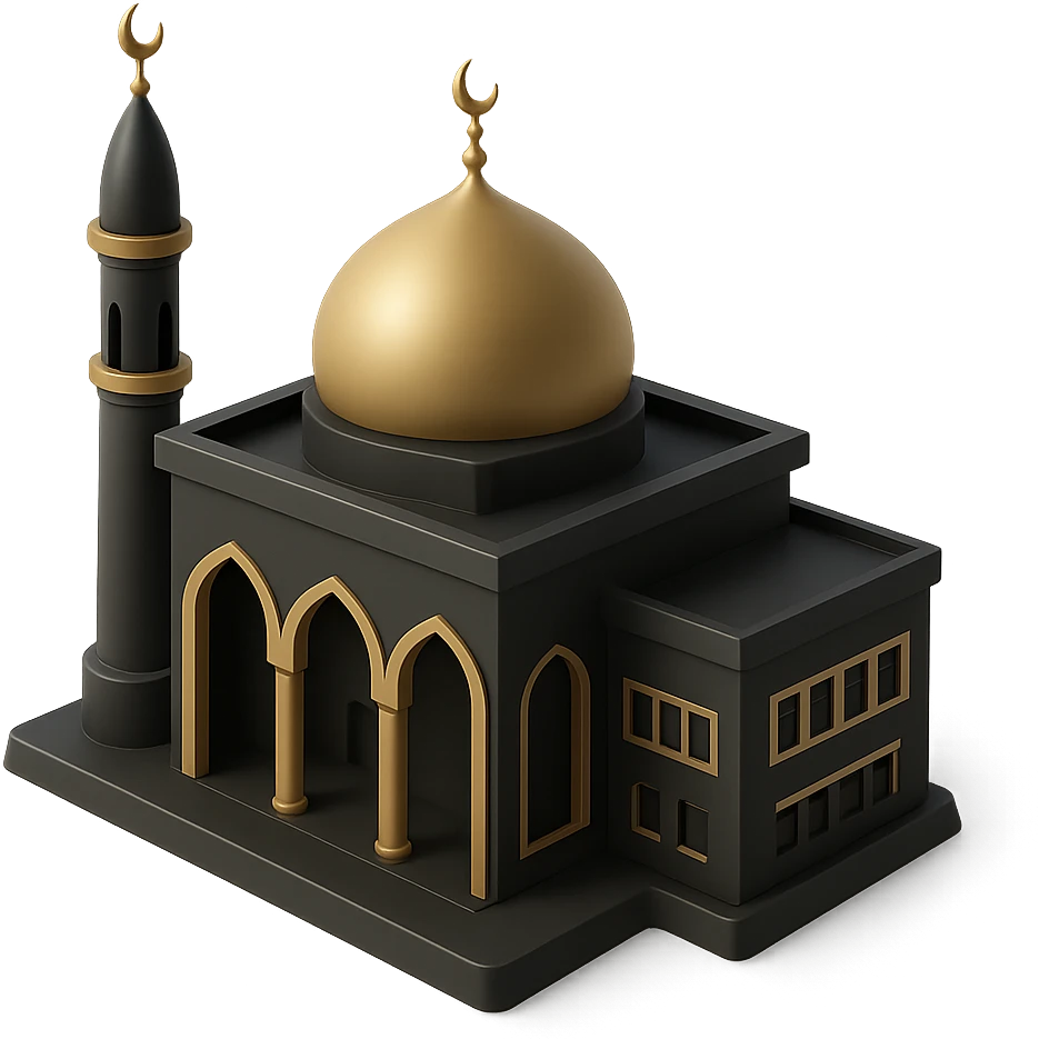 3D rendering of an Islamic school with a futuristic touch emoji
