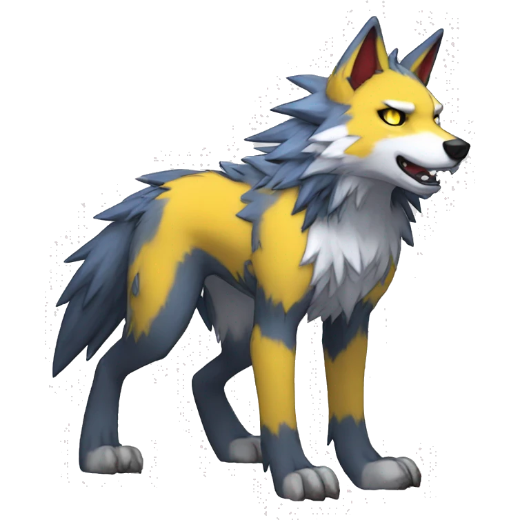 Edgy Colorful Digimon-Fakemon-Wolf full body emoji