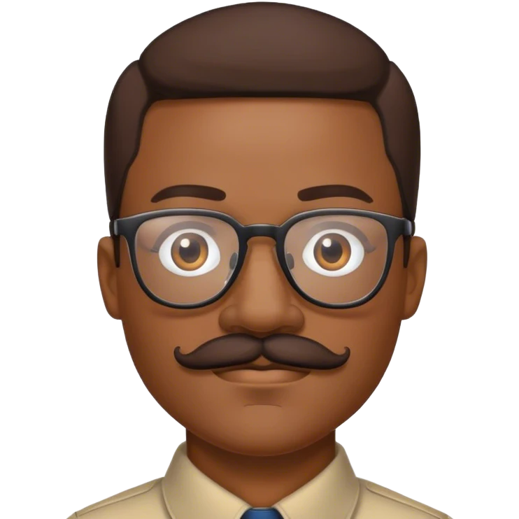 Black man with mustache and glasses emoji