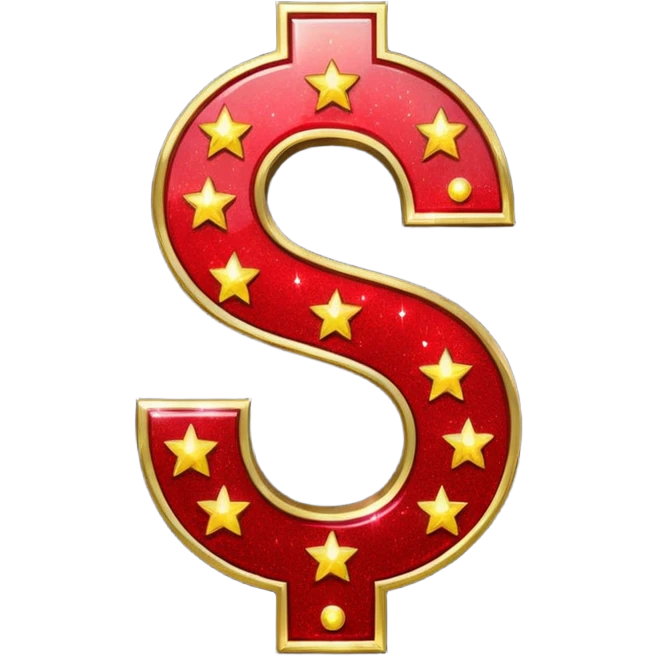 dollar sign with sparkles, red color emoji