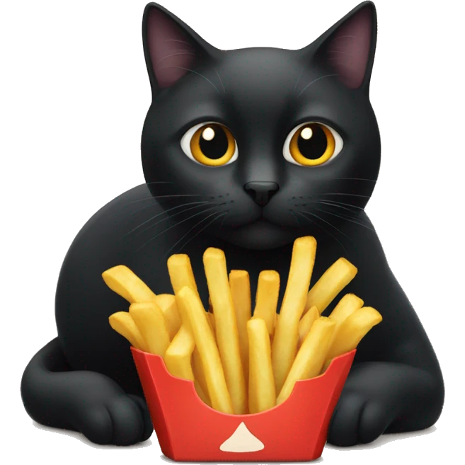 Black cat with French fries emoji
