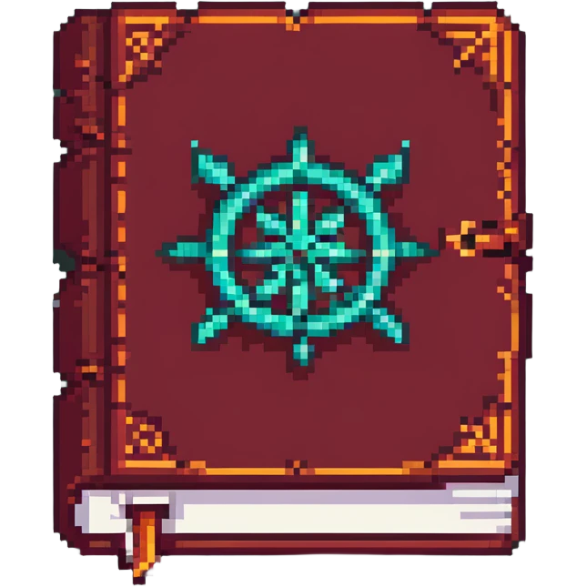 ancient red spellbook with glowing runes pixel art emoji