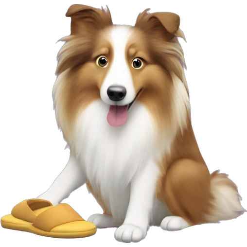 Shetland sheepdog stealing slippers emoji