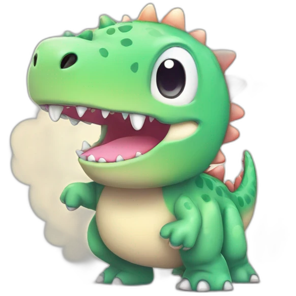 cute chibli style kawaii doodle dino on the world emoji