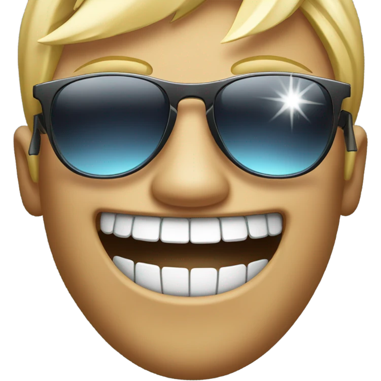 Emoji smiling with sunglasses and diamond grille emoji
