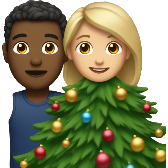 Couple with dark blond hair in Front of a Christmastree emoji