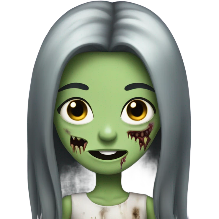 girl zombie with black long hair with teeth emoji
