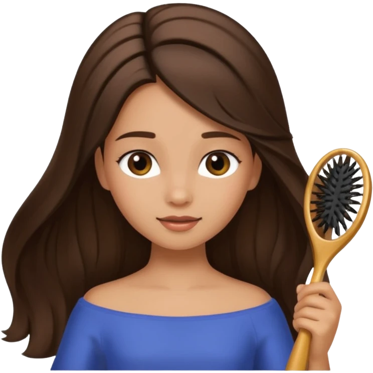 Pretty brown princess brushing hair emoji