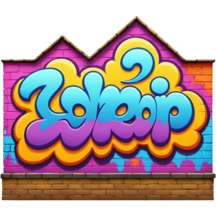 Graffiti painting top wall emoji