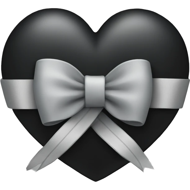 black heart with grey ribbon  emoji