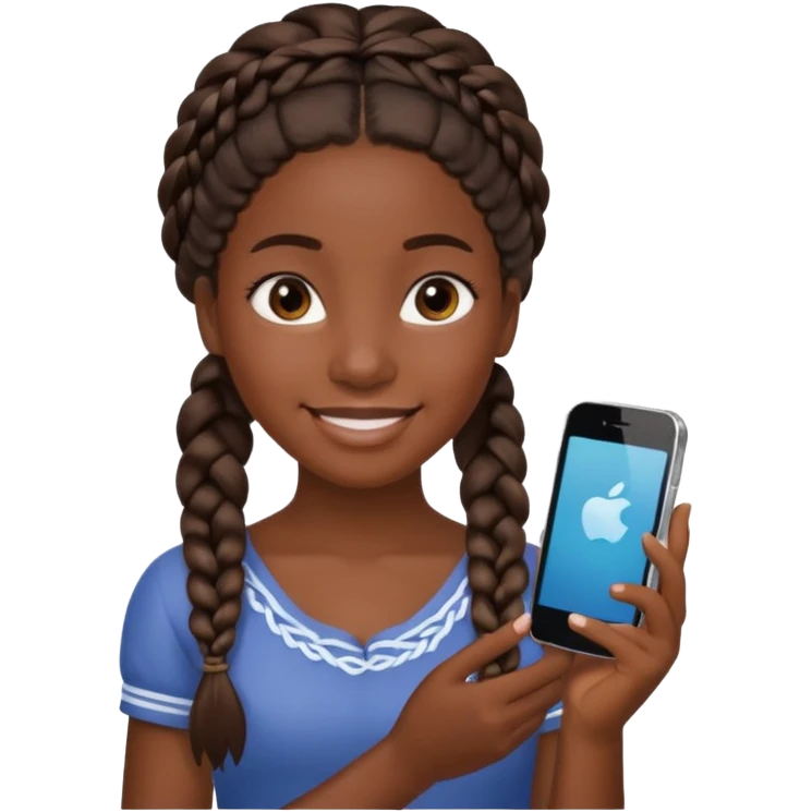 iphone 17 + a caribbean girl, no bathsuit just a regular girl with braid or nappy hair  emoji