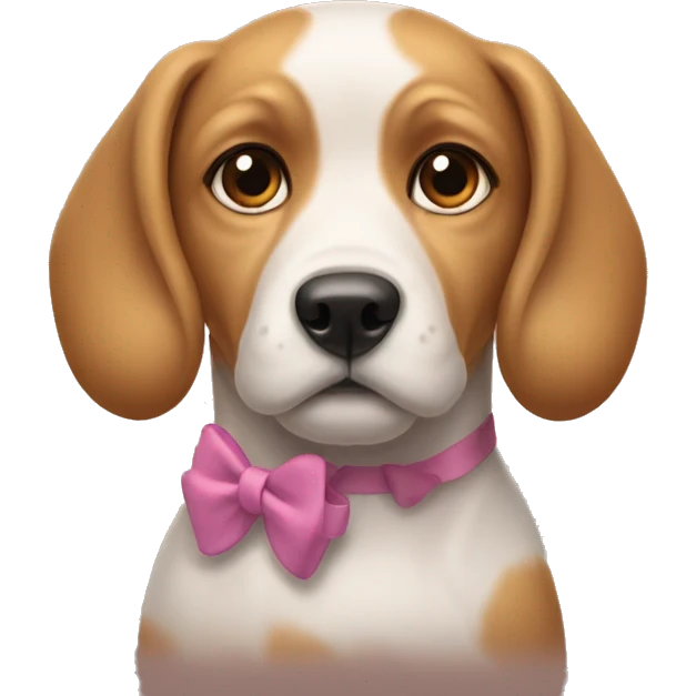 dog with puppy dog eyes and bow emoji
