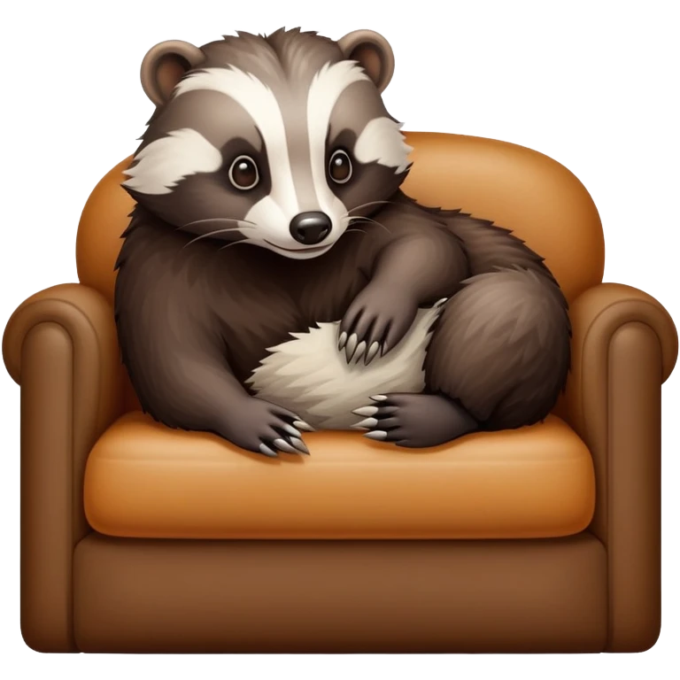 The badger is lying on the couch. emoji