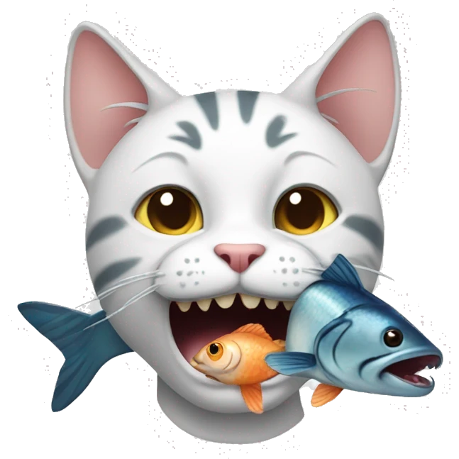 Cat eating fish emoji