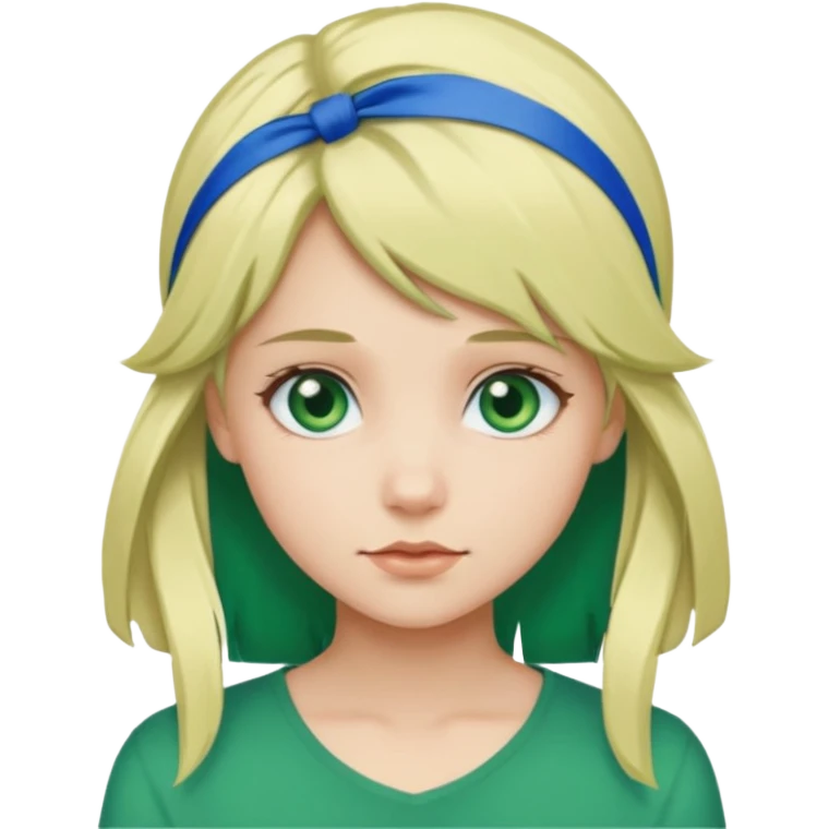 blonde girl with green color hair ribbon emoji