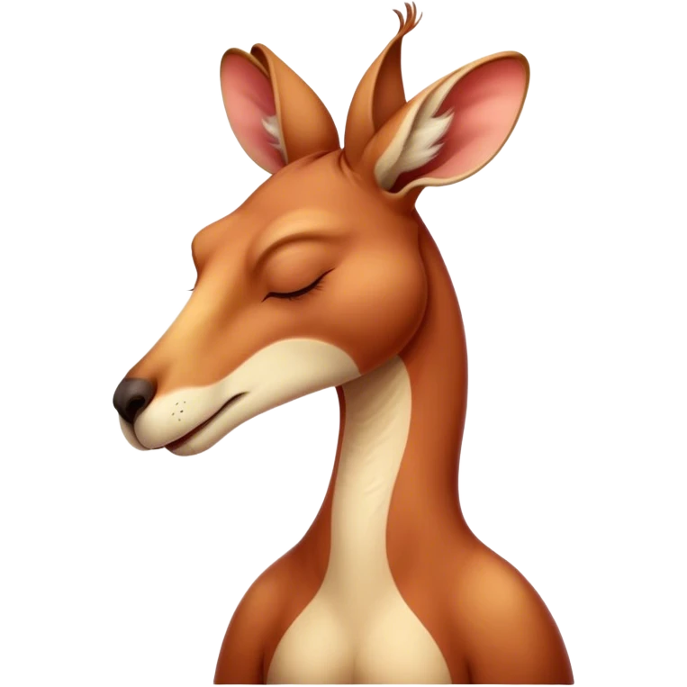 Cinematic Cute Yawning Adult Red Kangaroo Portrait Emoji, Head tilted slightly with a dramatic, wide-open yawn, showcasing a sturdy, reddish form with a distinct camel-shaped head, a relaxed elongated snout, and sleepy, half-closed eyes, Simplified yet irresistibly adorable features, highly detailed, glowing with a soft, cozy outback glow, high shine, relaxed yet expressive, stylized with a dash of whimsical charm, soft glowing outline, capturing the essence of a drowsy yet affectionate kangaroo that appears ready to stretch and yawn its way out of the screen! emoji