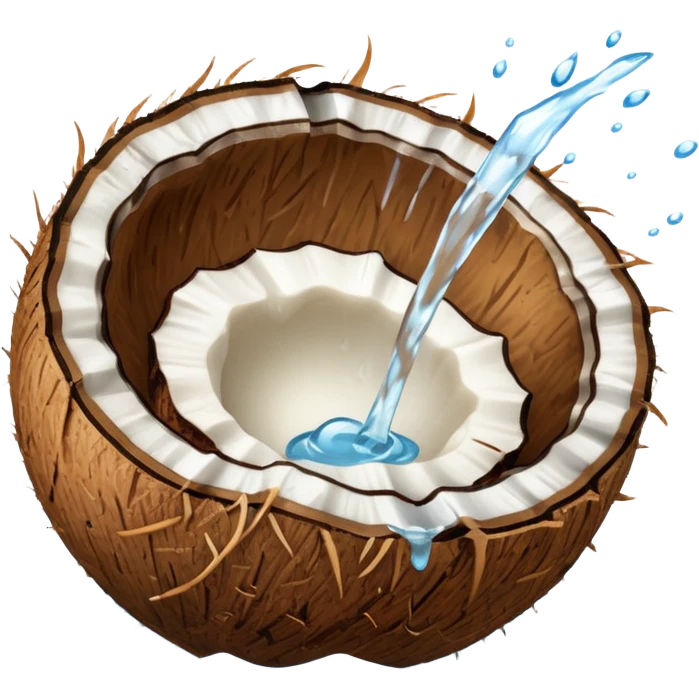 a coconut, with water splashing on it emoji
