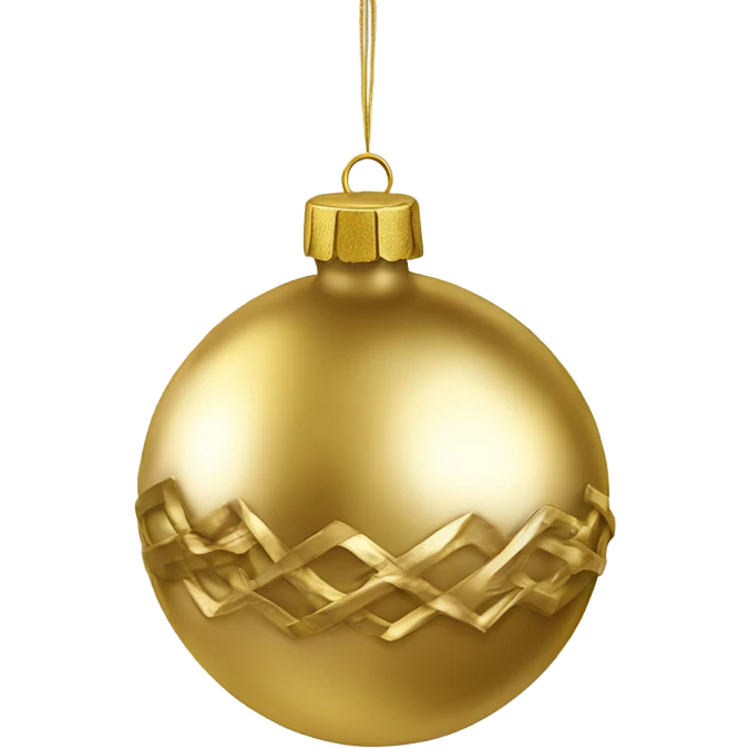 Realistic metallic Christmas gold ornament emoji