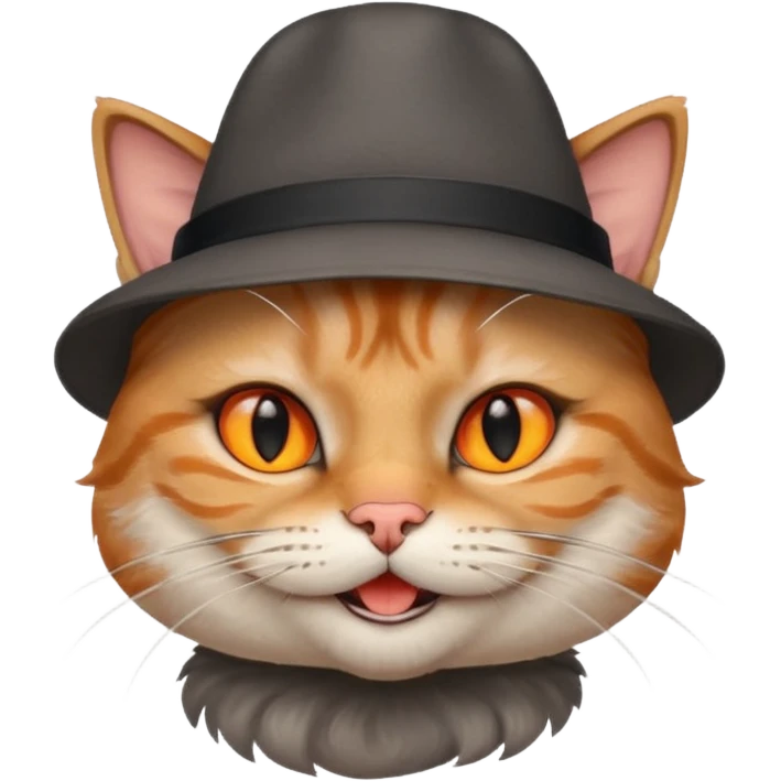 Smirking cat with cigarette and hat emoji