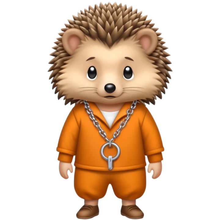 Hedgehog with prison outfit and ankle chain emoji