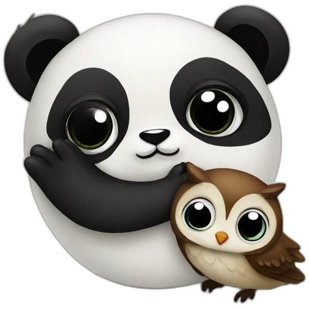 panda kissing an owl emoji