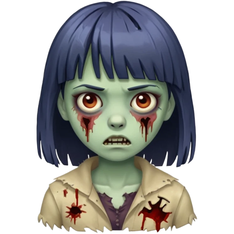 uma garrota zumbi com franja  emoji