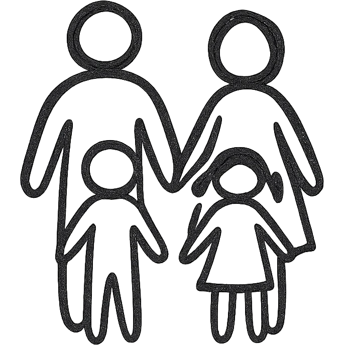 family icon, hand-drawn outline, casual and approachable emoji