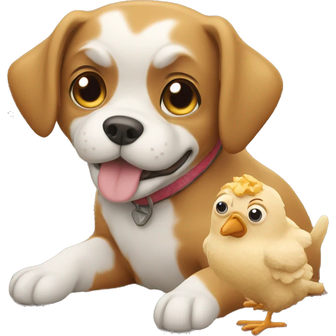 Cozy dog eating chicken  emoji