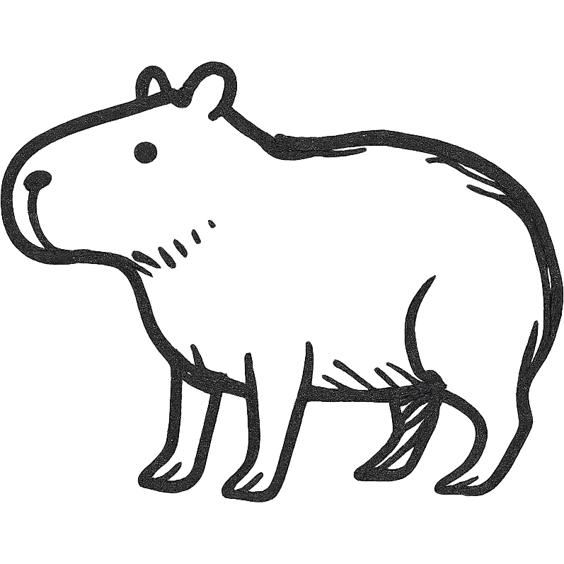 hand drawn black outline capybara icon style emoji