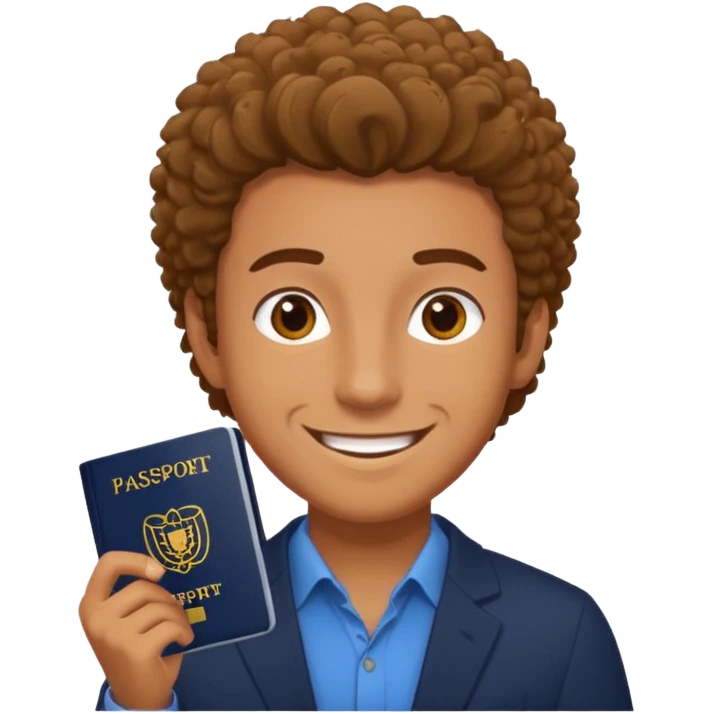 man with coily chairs passport size emoji