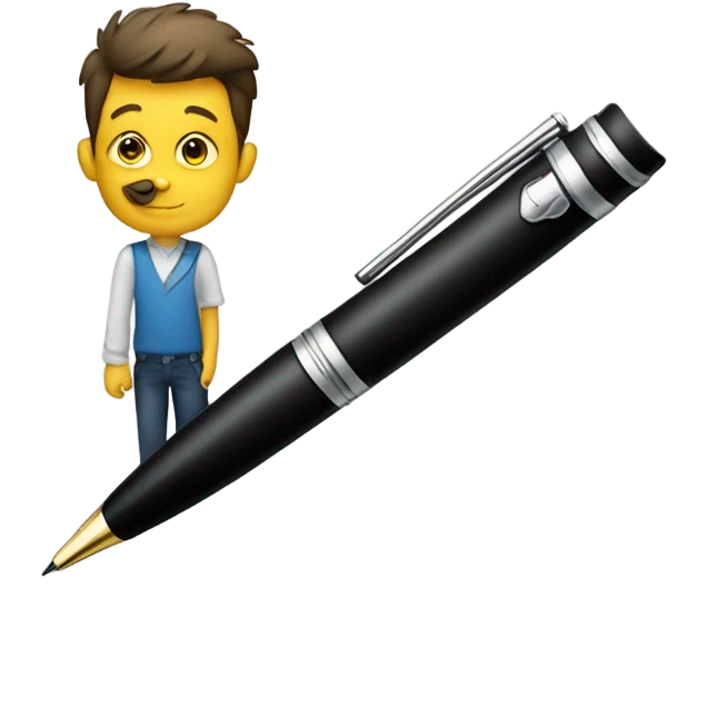 tiny person with huge pen emoji