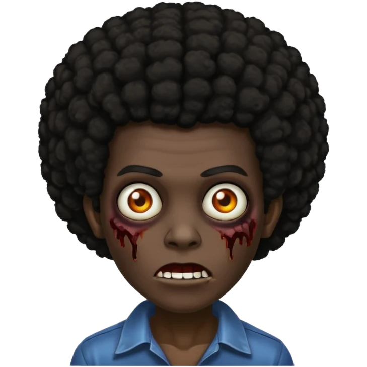 Zombie dark black Afro hair emoji