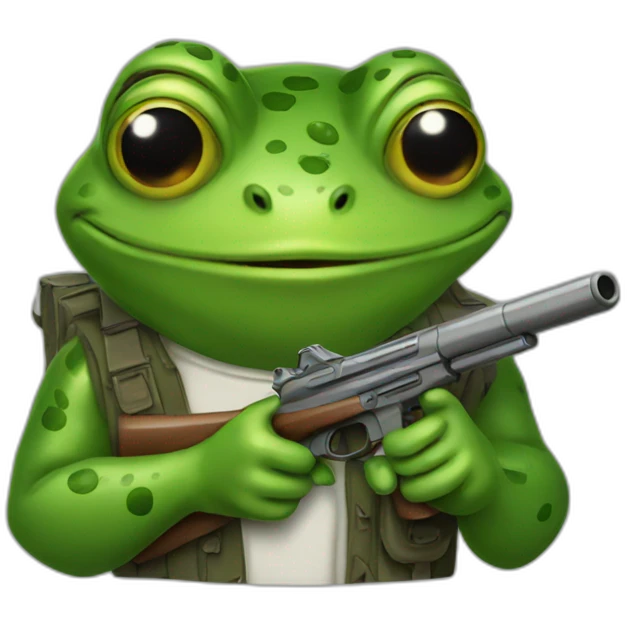 A frog with a gun emoji