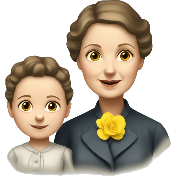 marie curie with little dother irene emoji