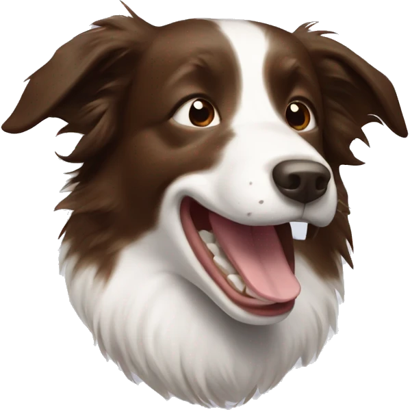 Brown border collie laughing white neck  emoji