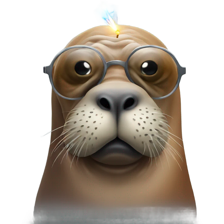Birthday walrus with laser vision  emoji