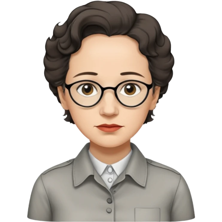 a hand drawn black outline portrait of Hannah Arendt emoji