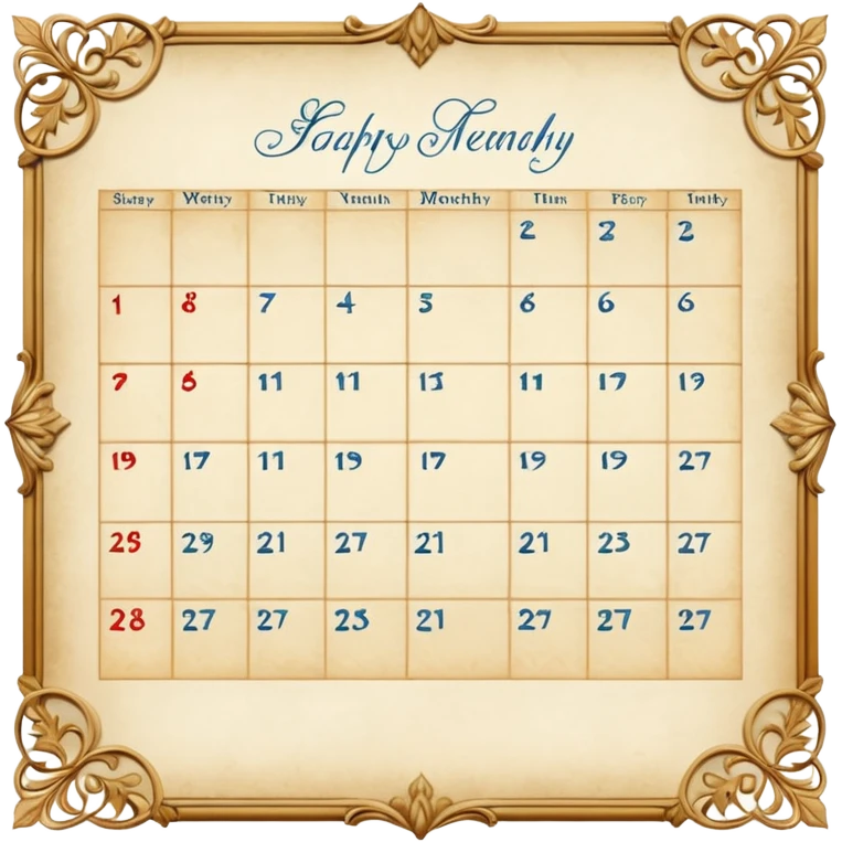 edwardian monthly calendar page emoji