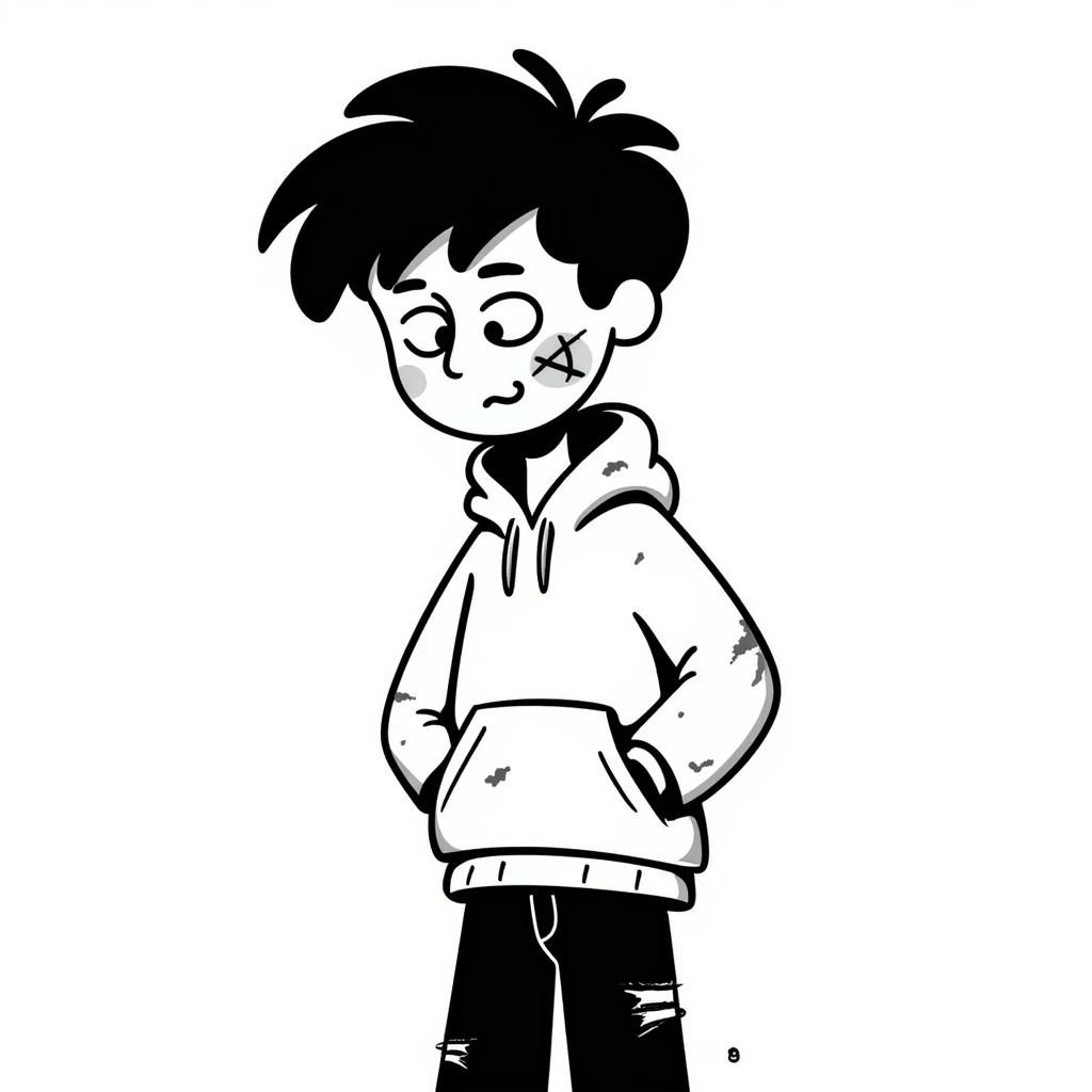 boy zombie with black hair edgar and emo emoji
