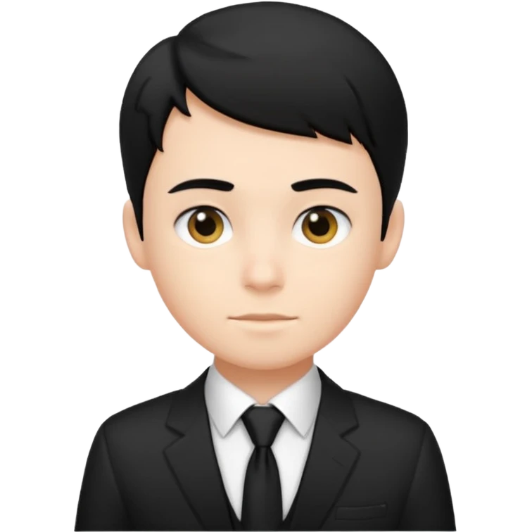 Chico con pelo negro, camisa negra y una corbata blanca emoji