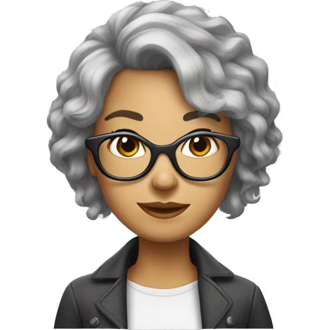 Femme  avec des  lunettes cheveux courts gris  emoji
