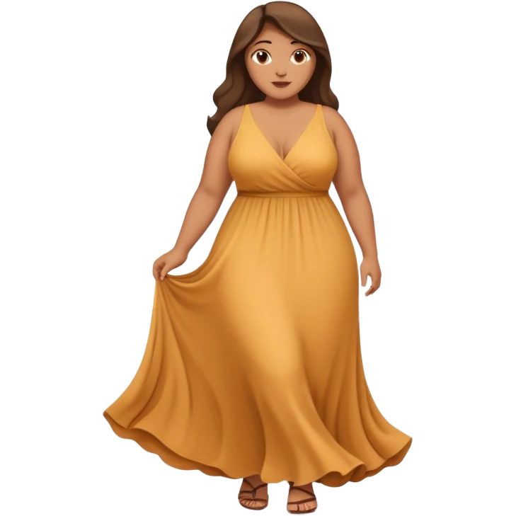 A plus sized woman in a maxi dress emoji