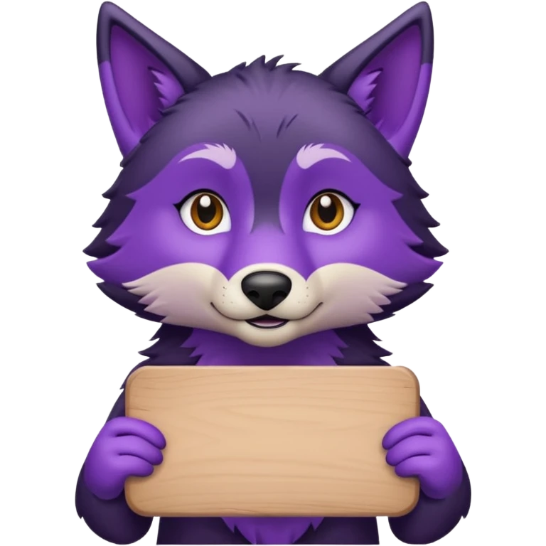 Loup noir et violet avec pancarte emoji