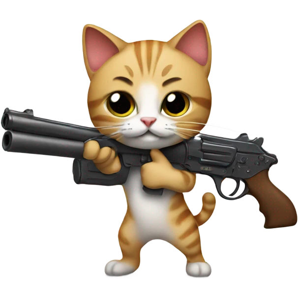 Cat holding a gun emoji