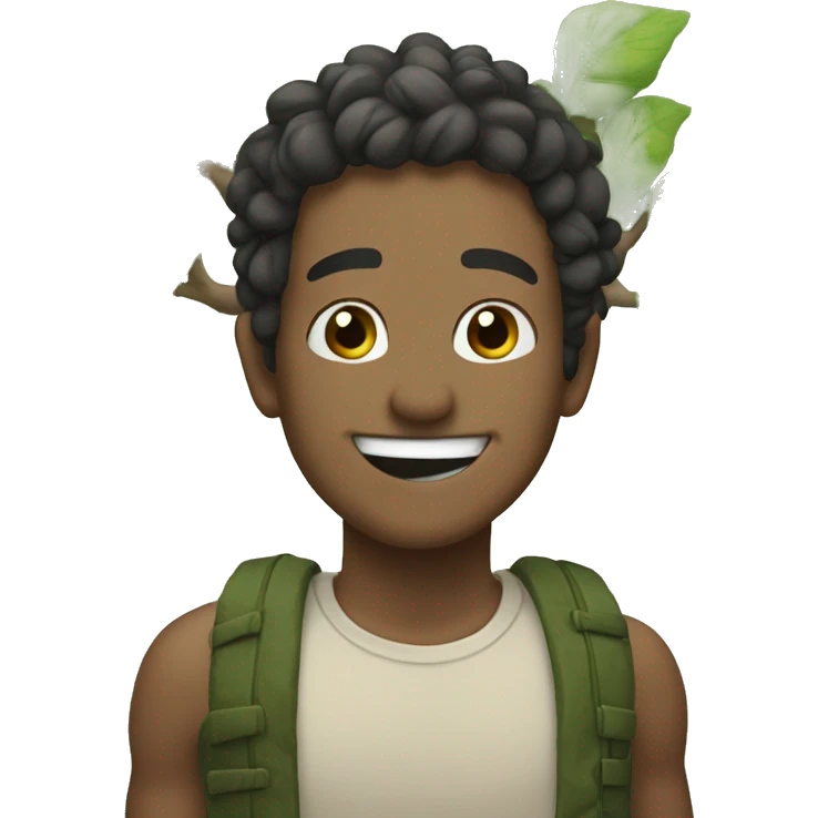 Grandios smiling by tree emoji