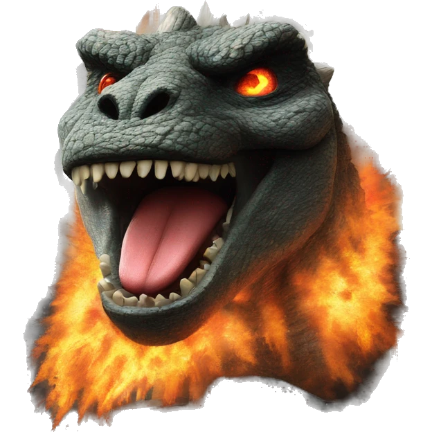 Godzilla burning down a house emoji