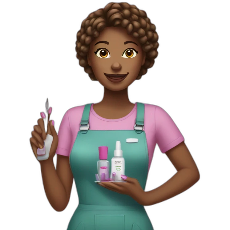 Nail tech with polish emoji