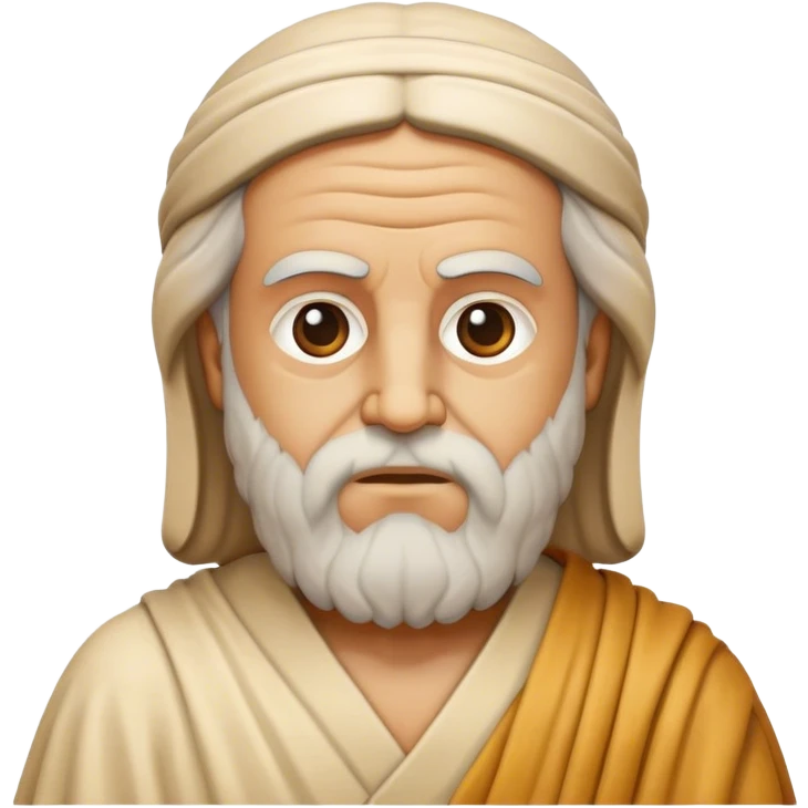Cinematic Realistic Plato Portrait Emoji, depicted as a wise ancient philosopher with a contemplative expression in classical robes, rendered with soft textures and timeless serene lighting that captures his intellectual legacy. emoji