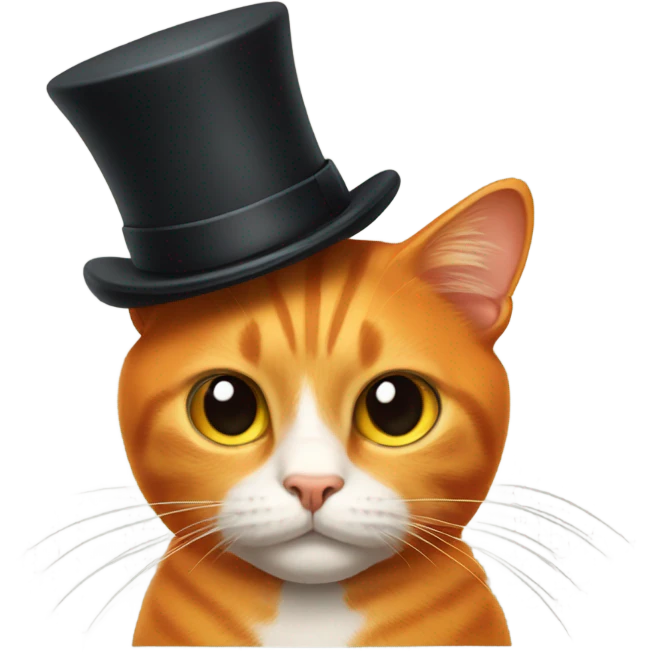 Orange cat with top hat emoji