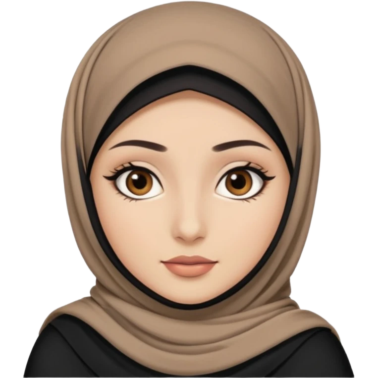 half hijab with dark brown eyes and long lashes with and light  skin emoji